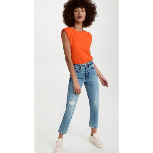 FRAME Rolled Muscle Shirt in Color Orange Crush 🍊 - Picture 15 of 16